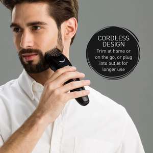 Tondeuse à barbe professionnelle à moteur linéaire de précision, lames en acier inoxydable, IPX7, peigne réglable, batterie USB US - Product Image 1