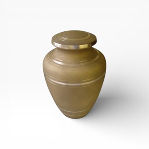 Classic Gold Brass Cremation Urn with Smooth Rounded Body Subtle Line Accents and Traditional <b>Memorial</b> Form - Product Image 1