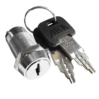 Serrure à clé plate pour distributeurs automatiques et appareils de jeu, efficace, taille 19 mm, 2 clés, finition chromée, alliage de zinc, ABA ANSI Grade 2