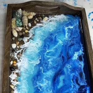 Bandeja de servicio de epoxi de resina hecha a mano, artículos esenciales de cocina únicos para el hogar, restaurante, Hotel, bandejas decorativas para servir - Product Image 4