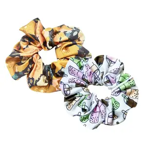 Hersteller modisches haarzubehör individuell bedruckte mädchenhaarstrumpfhosen scrunchie großhandel