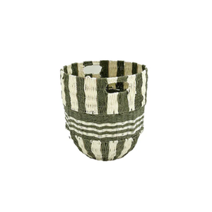 Paniers en corde de papier tissé à la main avec poignées rayé vert décor bacs de rangement pour salon blanchisserie plantes enfant jouets - Product Image 4