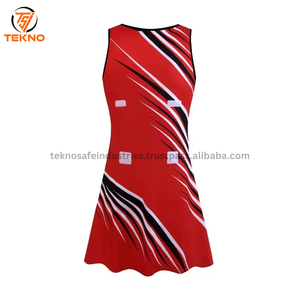 Uniformes de netball pour jeunes sublimés et personnalisés, dernière conception, robe rouge, robes uniformes de netball avec logo personnalisé - Product Image 2