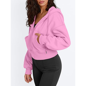 New Trendy Sweatshirt White Blouse Zip up Hoodie Jacket Women'S Wear <b>Short</b> <b>Cardigan</b> - Product Image 4