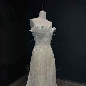 Vestidos de Fiesta Modernos y Elegantes NT99, sin Tirantes, Color Marfil, Estilo Sirena/Trompeta, Largos hasta el Suelo, con Encaje Floral y Apliques de Cristal - Product Image 3