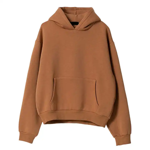 High Quality Customized Drop Shoulder No <b>String</b> Heavyweight French Terry Cropped Hoodies 500 Gsm Boxy Fit Hoodies - Product Image 3