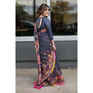 Vestido de Fiesta de Gasa Color Negro Tinta - Product Image 2