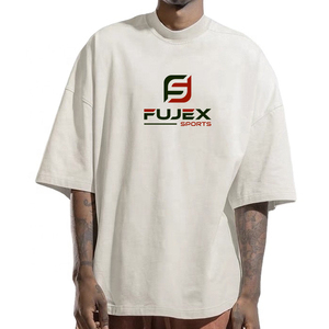 Heavyweight Men's Graphic Boxy <b>Cropped</b> <b>Fit</b> <b>T</b>-<b>Shirts</b> Casual Oversized Acid Washed 100% Cotton Streetwear Blank <b>T</b> <b>Shirt</b> - Product Image 1