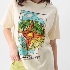 Camiseta de Algodón de Cuello Redondo y Manga Corta, Estilo Urbano Americano, Holgada, de Alta Calidad, Personalizable para Mujer - Product Image 4