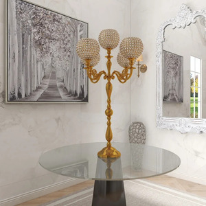 Wedding Decorative Metal <b>Candelabra</b> With Glamorous Crystal Votive for Parties Weddings and Special Events Decor - Product Image 4