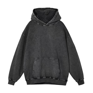 Vente en gros 400GSM Pull à capuche unisexe Stone Washed Thick Warm French Terry OEM Acid Washed Vintage Fleece Winter Embroidered - Product Image 6