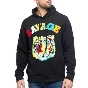 Haute qualité hommes Polyester polaire pull à capuche noir surdimensionné Fit brodé Logo 3D motif hiver saison vente en gros - Product Image 2