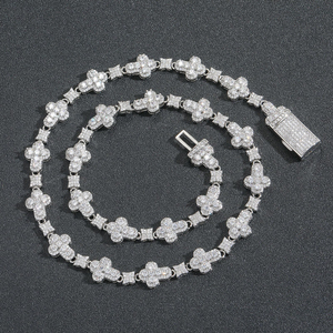 Cadena Cubana de Diamante de Hip Hop Iced para Hombre, Moissanita de Corte Redondo Chapado en Oro Blanco de 14K, Ideal para Fiesta - Product Image 2