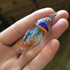 2024 gros créatif à la main ange bleu ciel nuages résine lumineux collier étanche pour les femmes - Product Image 2