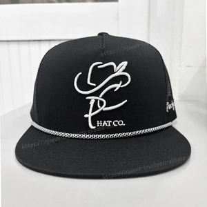 หมวกแก็ปปีกแบนแบบปรับได้หมวกแก๊ป Gorras Trucker 5แผงหมวกแก็ปแบบพรีเมียมปักโลโก้3D แบบกำหนดเองขายส่ง - Product Image 1