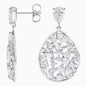Pendientes colgantes de lágrima de oro blanco de 10K Pendientes colgantes de estilo clásico con diamantes cultivados en laboratorio para bodas - Product Image 3