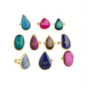 Stylish Gold-Plated Fashion <b>Rings</b> with Vibrant Gemstone Accents for Resale Appeal - Product Image 3