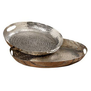 Bandeja de Servicio de Metal Dorado de Alta Calidad con Asas Circulares, Plato Redondo Decorativo de Latón Pulido Moderno para Servir en la Cocina - Product Image 3