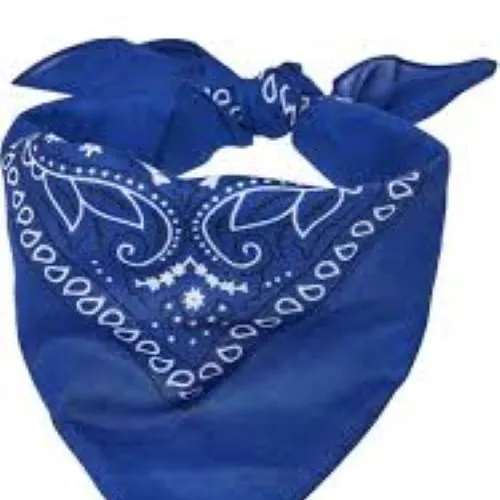 Moda logo personalizzato stampato a sublimazione 100% cotone quadrato colore blu sciarpa Bandana con sciarpa stampata Design OEM