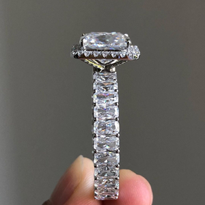 Anillo de Bodas de compromiso de moissanita de corte radiante de 1,75 quilates, anillos finos de oro amarillo de 14 quilates, venta al por mayor, Eternity Vermeil - Product Image 3