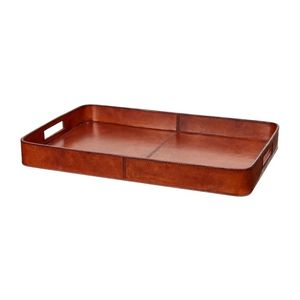 Plateau de service décoratif en cuir avec finition vintage pour un arrangement de salle à manger chic et un affichage de divertissement à domicile - Product Image 6