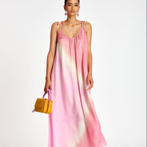 Nouveau à la mode bohème Floral Maxi robe fêtes d'été Spaghetti sangle dos nu 100% rayonne cravate teinture taille libre XL tissé tissage - Product Image 1