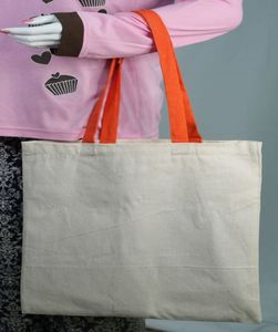 Grand sac fourre-tout en toile de coton imprimé de logo personnalisé écologique et durable pour voyage shopping de créateur mignon sac promotionnel lavable - Product Image 6