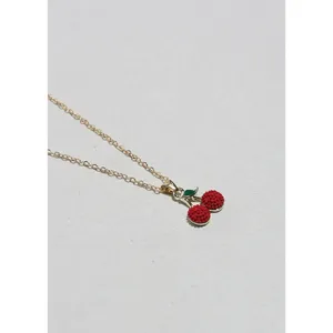 Collar con Colgante de Cereza de Moda A3shop con Baño de Oro, Cruz, Mariposa, Corazón, Diamante, Perla, Cadena de Eslabones, Cadena de Cuentas para Regalo de Fiesta - Product Image 2