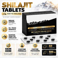 Comprimés de Shilajit OEM ODM 500mg, 60 comprimés, minéraux traces de l'Himalaya, acide fulvique, complément alimentaire pour soutenir le système immunitaire