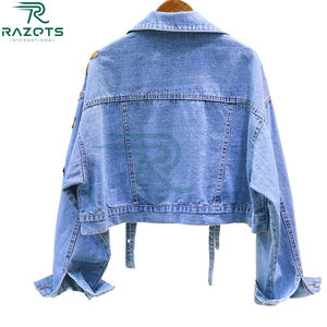 แจ็กเก็ตยีนส์ครอปแขนยาวของผู้หญิงเสื้อนอกลำลองฤดูหนาวระบายอากาศดี OEM - Product Image 2