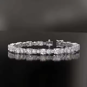 4mm VS1 Moissanite Or Blanc Diamant Taille Ronde Tennis Bracelet Unisexe Argent Sterling 925 Tendance Fête Mariage - Product Image 2