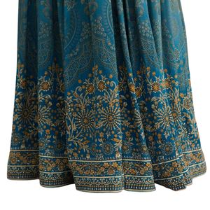 Vente en gros de vêtements ethniques de fournisseur d'usine, ensemble Kurta Palazzo en crêpe bleu ombré avec filet orné Dupatta - Product Image 6