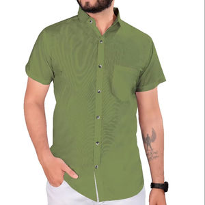 Vente en gros Chemise à manches longues en satin menthe pour hommes, vêtement de travail professionnel sans repassage, anti-rides, respirant et décontracté avec col - Product Image 1