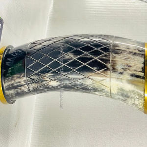 Vaso de cuerno de lujo hecho de búfalo natural y vasos de chupito de cuerno de buey con base de madera auténticas tazas de cerveza de cuerno vikingo medieval FWE - Product Image 6