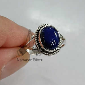 925 Sterling <b>Silver</b> Boho <b>Ring</b> with Lapis Lazuli Handmade Blue Gemstone <b>Statement</b> Women's <b>Ring</b> Gift for Her - Product Image 2