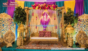 Afghani Heena fiesta evento Pavo Real columpio musulmán Nikah escenario columpio para novia y novio diseñador estilo Pavo Real columpio para boda EE. UU. - Product Image 3
