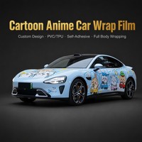 Film Vinyle Adhésif Personnalisé pour Voiture, Motif Dessin Animé Anime, PVC TPU, Décalcomanie Complète pour Carrosserie, Service de Conception Graphique