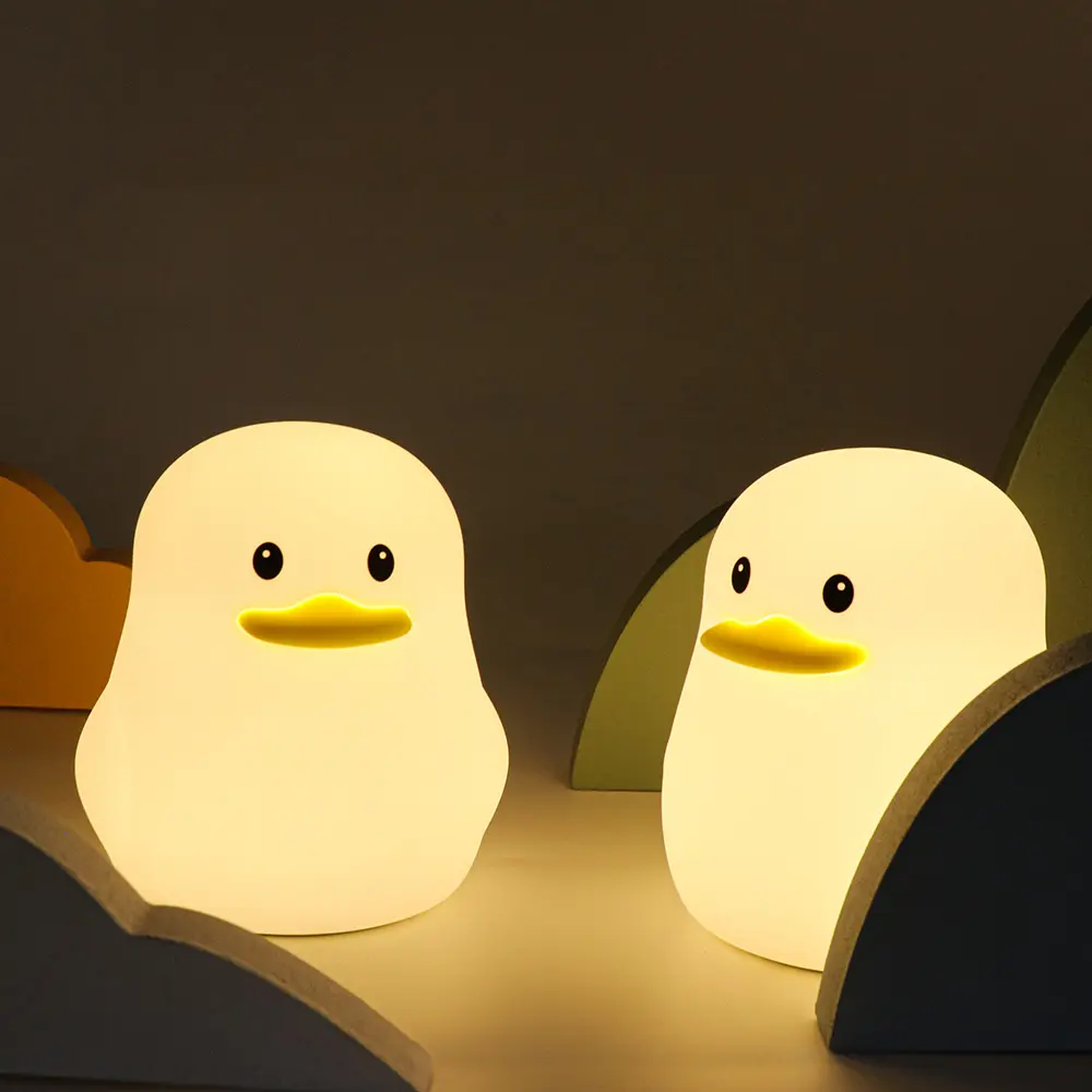 Led Kid Animal Night Light Touch Control Silicone Baby USB Charging Cute Duck Bedside Lamp