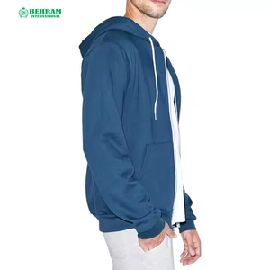 Sweat à capuche unisexe de qualité supérieure avec fermeture éclair, grand logo personnalisé, conception GSM de haute qualité, 100 % coton biologique respirant, séchage rapide, polaire/français - Product Image 2