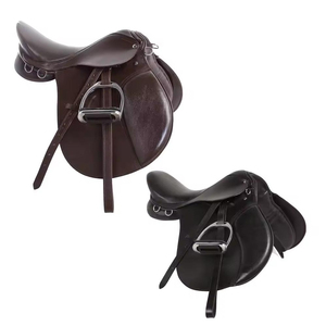 Selle d'équitation occidentale de dressage en cuir véritable unisexe de luxe, durable et confortable, en bois/plastique - Product Image 3