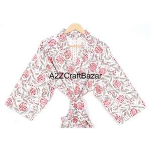 Chaqueta Kimono Elegante con Estampado Floral, Tejida, 100% Algodón, Acolchada para Verano e Invierno, Reversible, Transpirable y Cómoda - Product Image 2