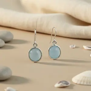 Pendientes de Plata 925 con Calcedonia Azul para Mujer, Elegantes y Modernos, Regalo Ideal - Product Image 2