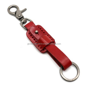 Porte-clés en cuir véritable personnalisé avec argent et clip, anneau lourd, 3 couleurs variables, prix de gros - Product Image 5