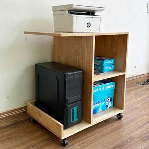 Soporte Móvil para Impresora de Madera Natural KMI68001 con Compartimento para CPU para Muebles de Oficina - Product Image 5