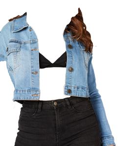 Vestes en jean courtes décontractées pour femmes, coupe ajustée, manches longues, boutonnées, vêtements d'été 2026, service de personnalisation OEM - Product Image 6