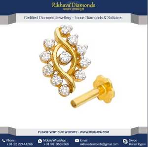 Alta calidad 18kt oro amarillo diamante nariz Pin tornillo madre e hijo a juego diamante tornillo nariz Pin Set por proveedor - Product Image 2