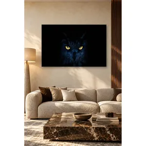 Impresión en lienzo de búho Fida con ojos amarillos en la oscuridad - Product Image 3