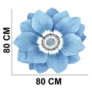 Alfombra de Diseño Floral de Goma Hecha a Mano, Alfombra Antideslizante con Forma de Loto Azul en 3D para Dormitorio, Cocina y Baño - Product Image 2