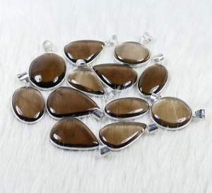 Colgante de piedras preciosas de cuarzo ahumado natural al por mayor, joyería de bisel de calidad increíble para colgantes y dijes de moda al por menor - Product Image 2