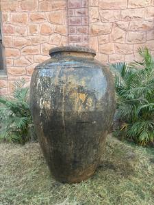 Grands pots en terre cuite vintage indiens, vases en bois pour la décoration intérieure, meubles, design industriel pour la cuisine et la chambre à coucher - Product Image 2